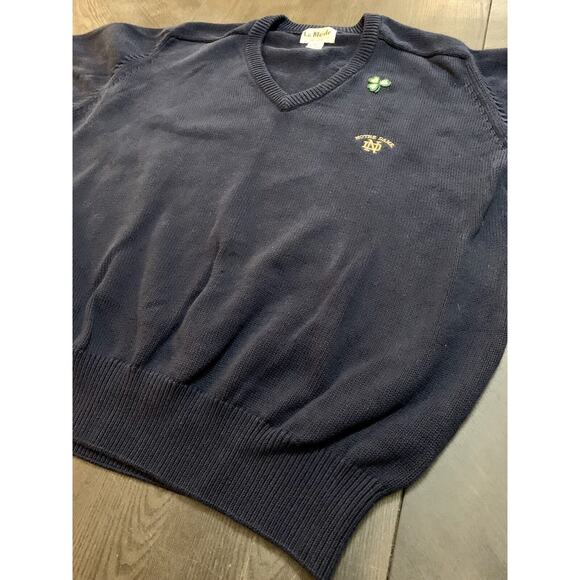 Vtg La Mode University Of Notre Dame Fighting Irish Champion V-Neck Sweater L - Picture 2 of 10
